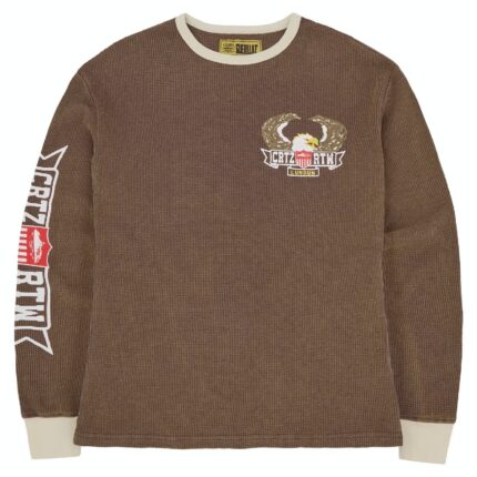 Corteiz Dipnet Waffle Sleeve Sweatshirt–Brown