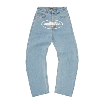Corteiz ALCATRAZ Baggy Jeans Washed Blue