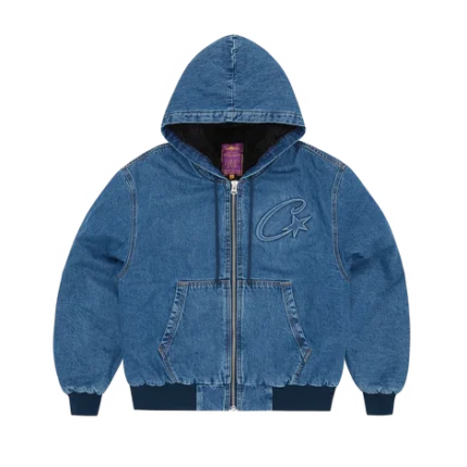 Corteiz Embossed C-Star Denim Work Jacket Blue
