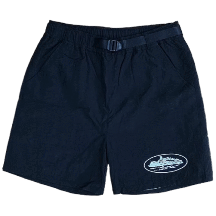 Corteiz Nylon Litework Shorts in Navy Blue
