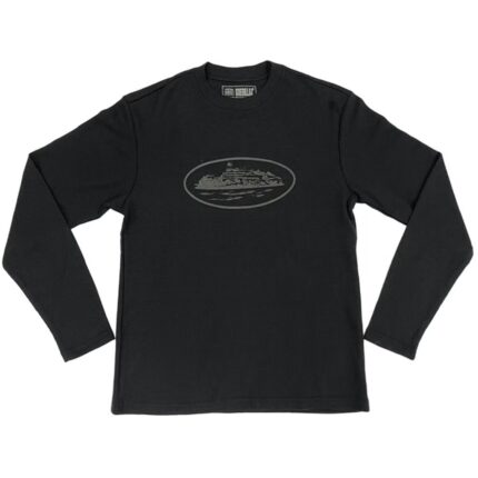 Corteiz Alcatraz Waffle Long Sleeve T-shirt in Triple Black