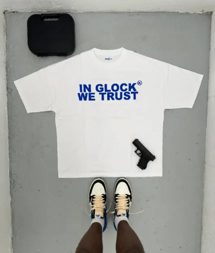In Glock We Trust Oversized T-Shirt White/Blue