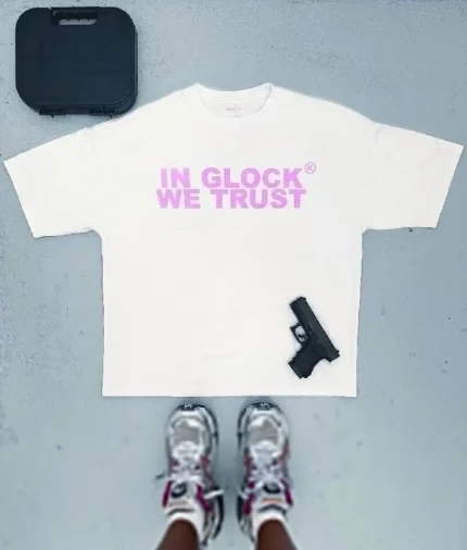 In Glock We Trust Oversized T-Shirt White/Pink