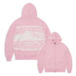 HYBRID JACQUARD KNIT ALCATRAZ ZIP HOODIE PINK