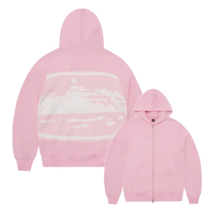 HYBRID JACQUARD KNIT ALCATRAZ ZIP HOODIE PINK