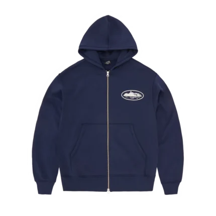 Island Puff Print Corteiz Zip Hoodie NAVY