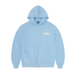 Island Puff Print Zip Corteiz Hoodie BABY BLUE