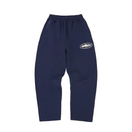 Corteiz Island Puff Print Open Hem Sweatpants NAVY