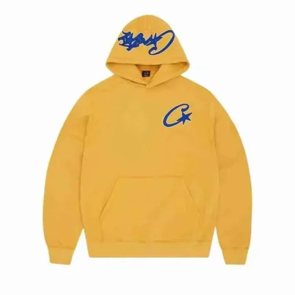 Corteiz Satin C Star Appliqué Hoodie Mustard