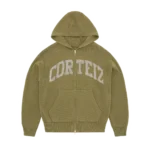 Corteiz COLLEGE KNIT ZIP HOODIE OLIVE