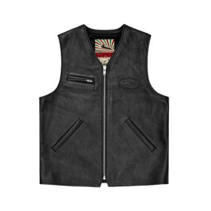 CORTEIZ SKYDIVE LEATHER VEST FRONT [BLACK]