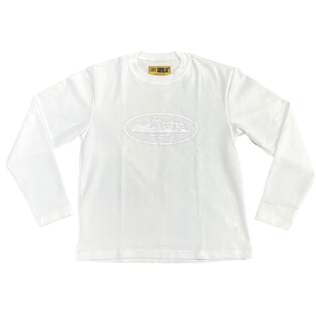 Corteiz Alcatraz Waffle Long Sleeve Sweatshirt White