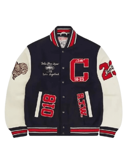 Corteiz Goat Varsity Jacket Navy
